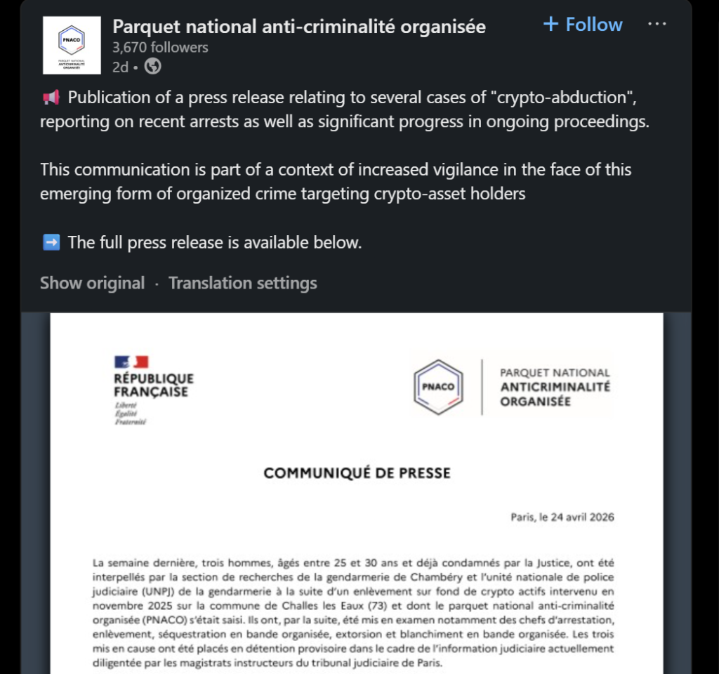 France Charges 88 Suspects as Crypto Wrench Attacks Rise, Durov Alleges Complicity France Charges 88 Suspects as Crypto Wrench Attacks Rise, Durov Alleges Complicity: France has charged 88 suspects in a wave of violent kidnappings targeting wealthy crypto investors, with a tax official allegedly leaking sensitive data.