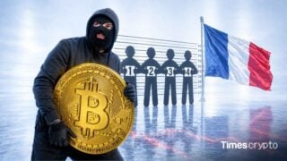 Criminal holding Bitcoin symbol. France Charges 88 Suspects as Crypto Wrench Attacks Rise, Durov Alleges Complicity